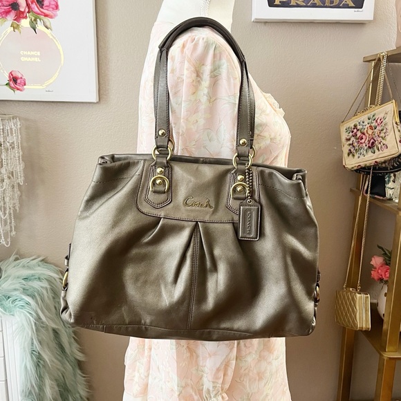 Coach F15513 Ashley leather tote handbag bronze purse - Picture 1 of 12